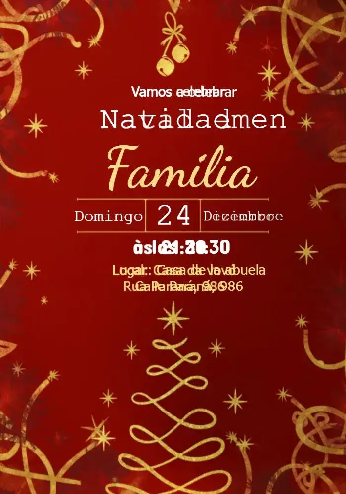 Invitación Fiesta De Navidad Christmas – tema Fechas Conmemorativas rojo, dorado, navideño, elegante, festivo, moderno