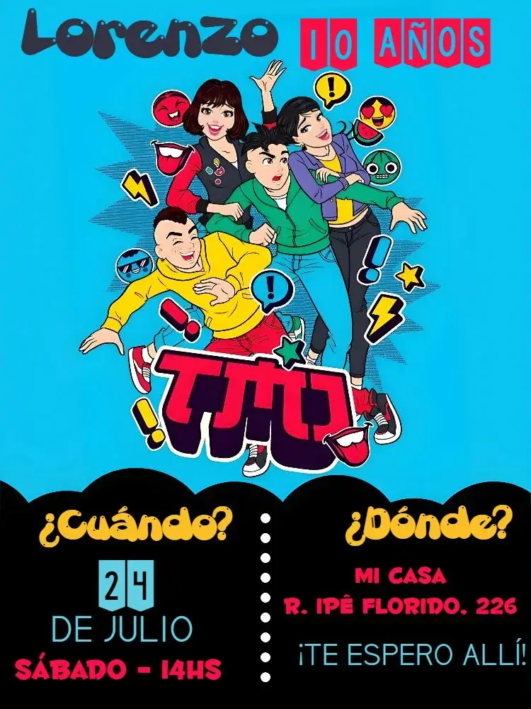Invitación Turma Da Mónica Joven Magali editable y personalizable