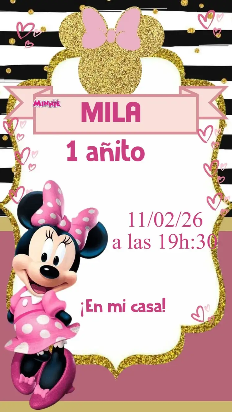 Invitación Minnie Rosa – tema Cumpleaños Infantil rosa, Disney, divertido, colorido, infantil, temático