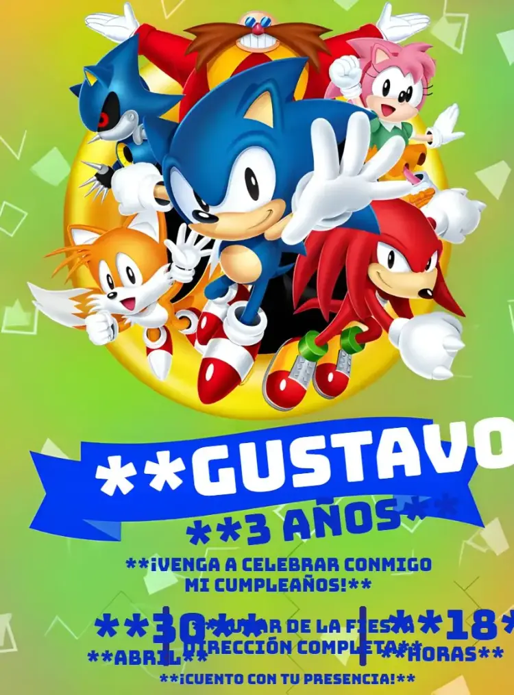 Invitación Sonic Amy