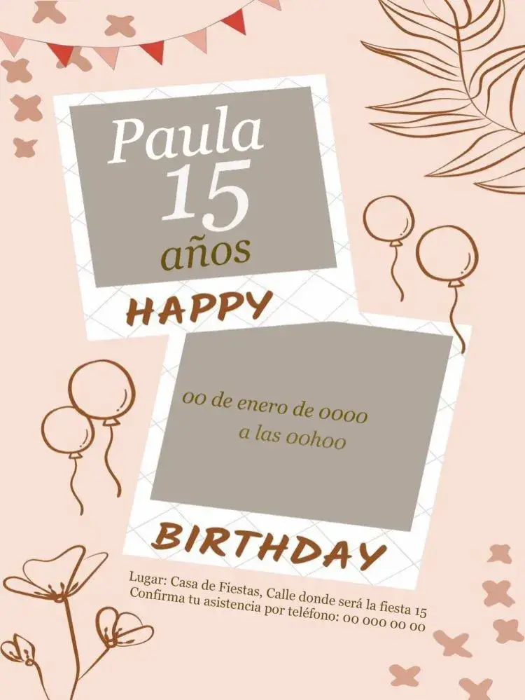 Invitación Aniversario 15 Años Diferente Para Editar Digital