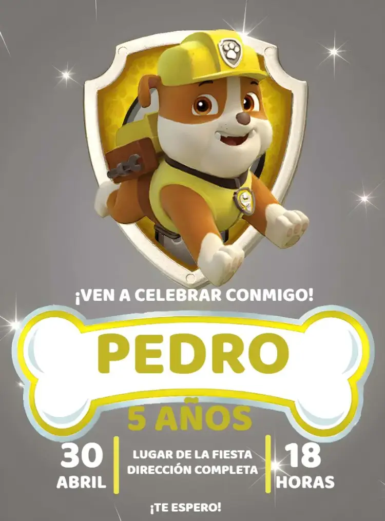 Invitación Patrulla Canina Rumble Rojo