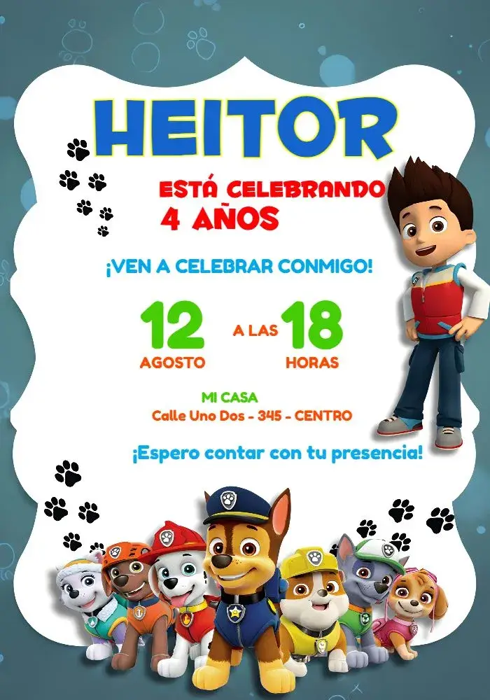 Invitación Patrulla Canina Azul