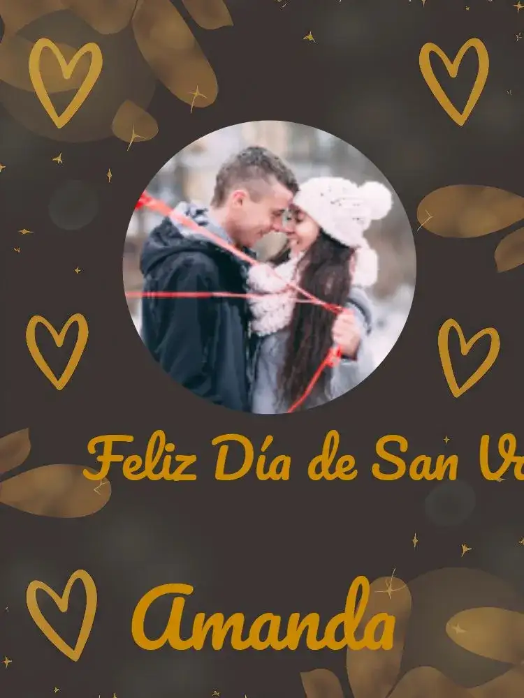 Tarjeta De San Valentín Con Foto Dorada