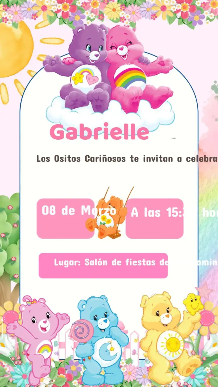Invitación Invitación Cumpleaños Ositos Cariñosos – tema Cumpleaños Infantil colorido, lúdico, fofo, infantil, divertido, animal