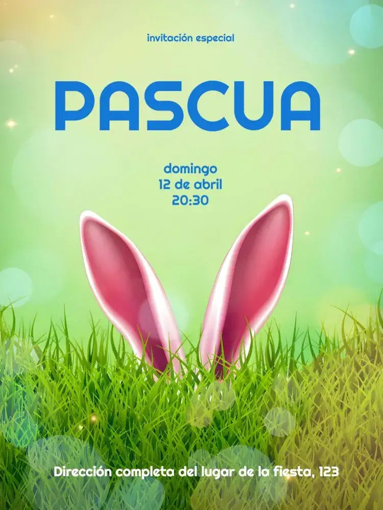 Invitación Pascua Conejo – tema Fechas Conmemorativas rústico, divertido, colorido, infantil, festivo, minimalista