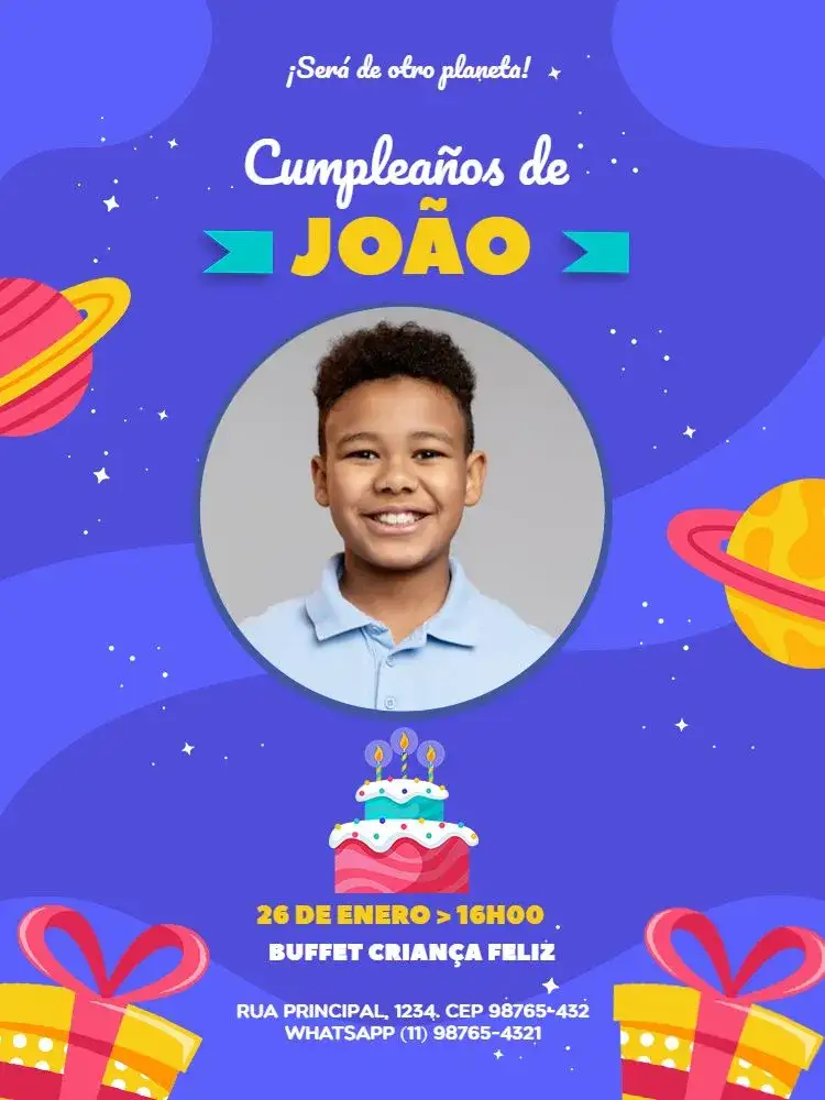 Invitación Para Niño Con Foto Oscura – tema Cumpleaños Infantil lugar, azul marino, contemporáneo, infantil, masculino
