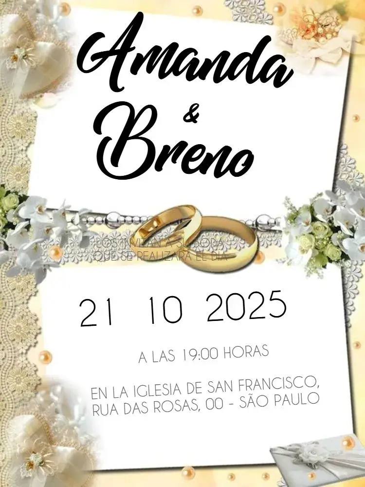 Invitación Boda Floral Rosas Novia