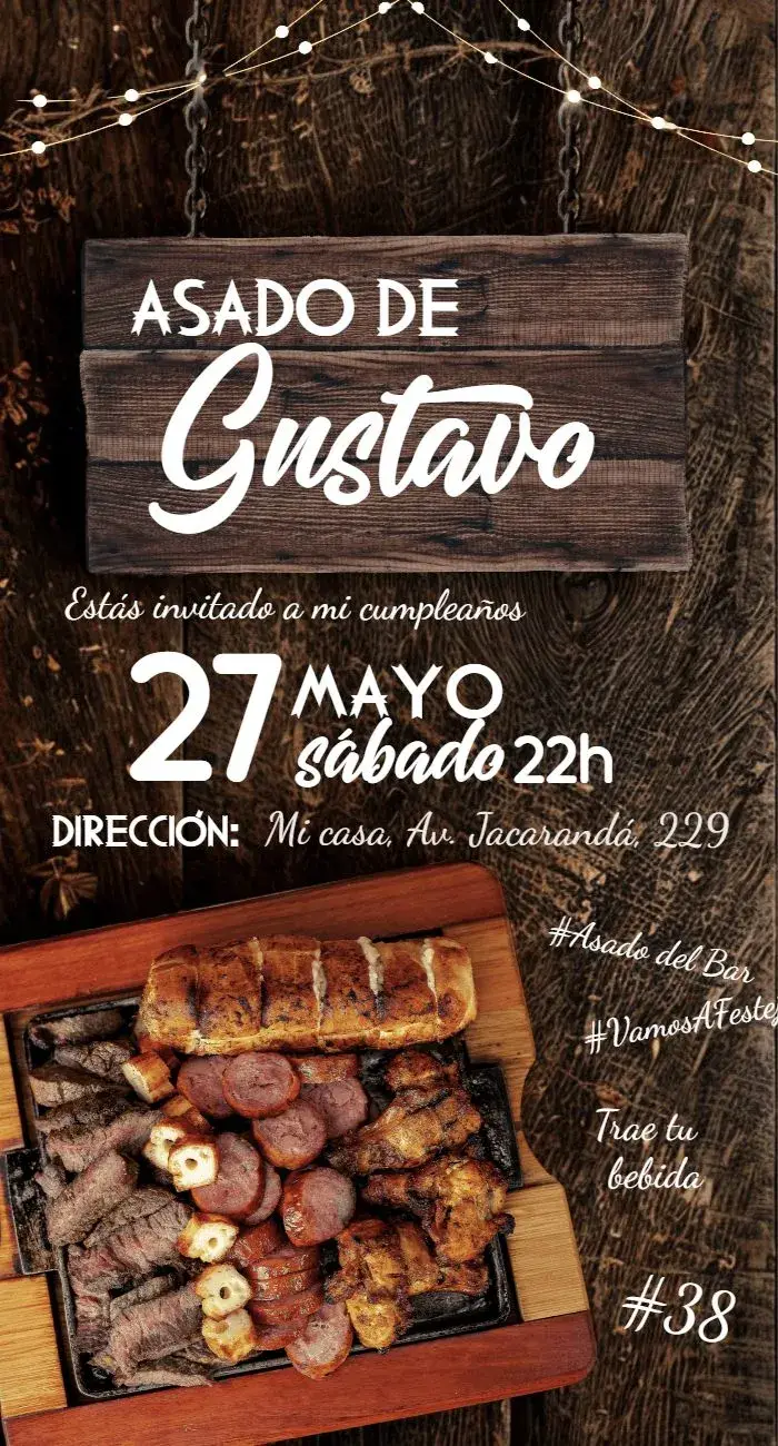Invitación Churrasco Boteco editable y personalizable