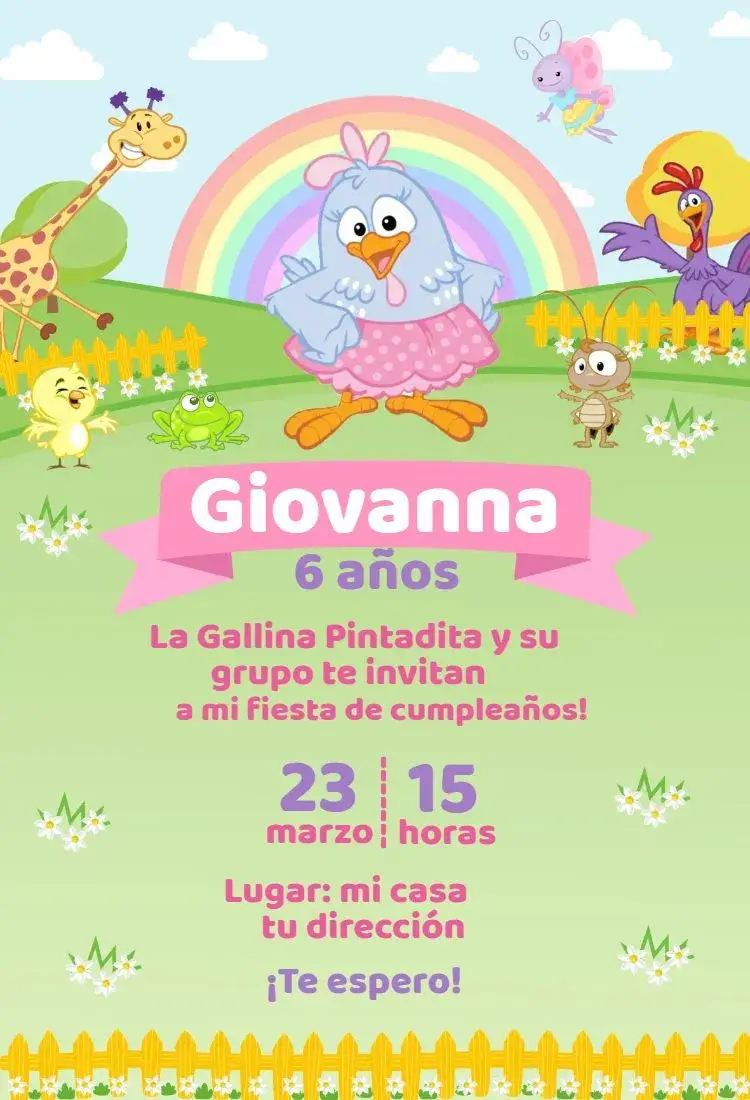 Invitación Gallina Pintadita 2