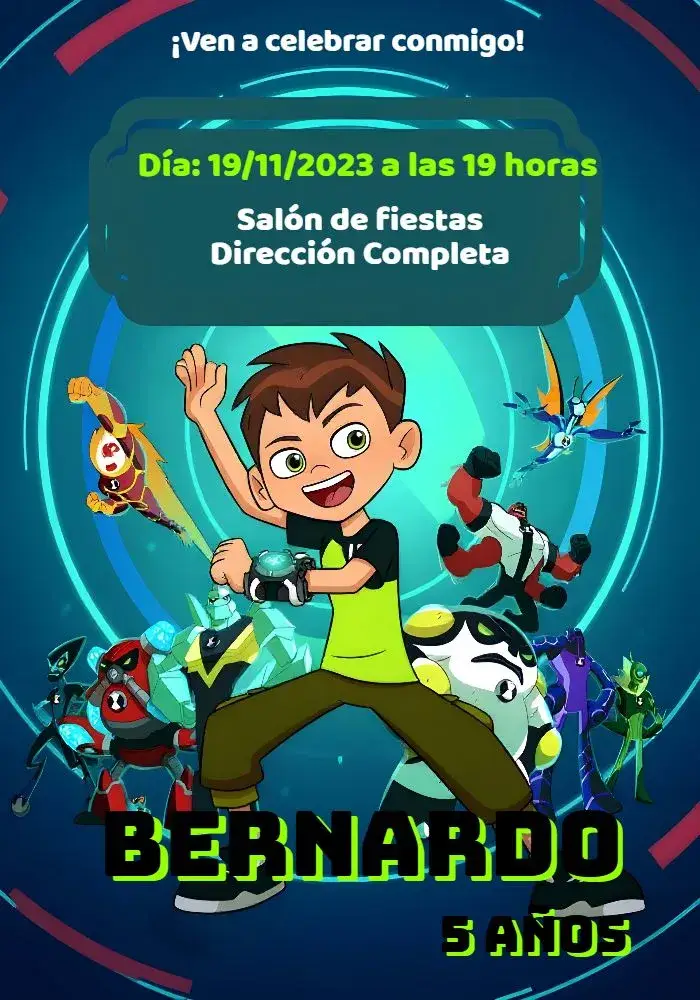 Invitación Ben 10 Verde