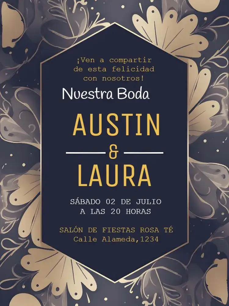Invitación Boda Floral Azul – tema Boda floral, moderno, elegante, azul, romántico, minimalista