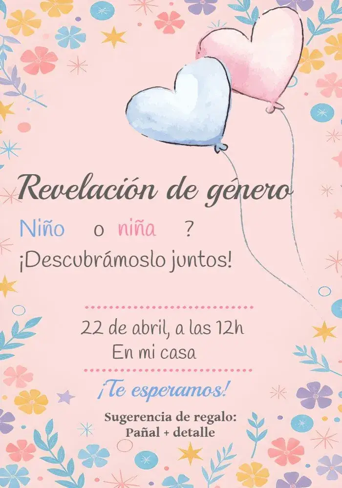 Invitación Baby Shower Acuarela Corazón