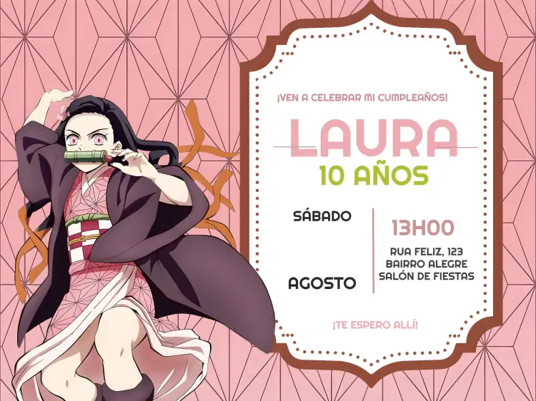 Invitación Nezuko Yaiba