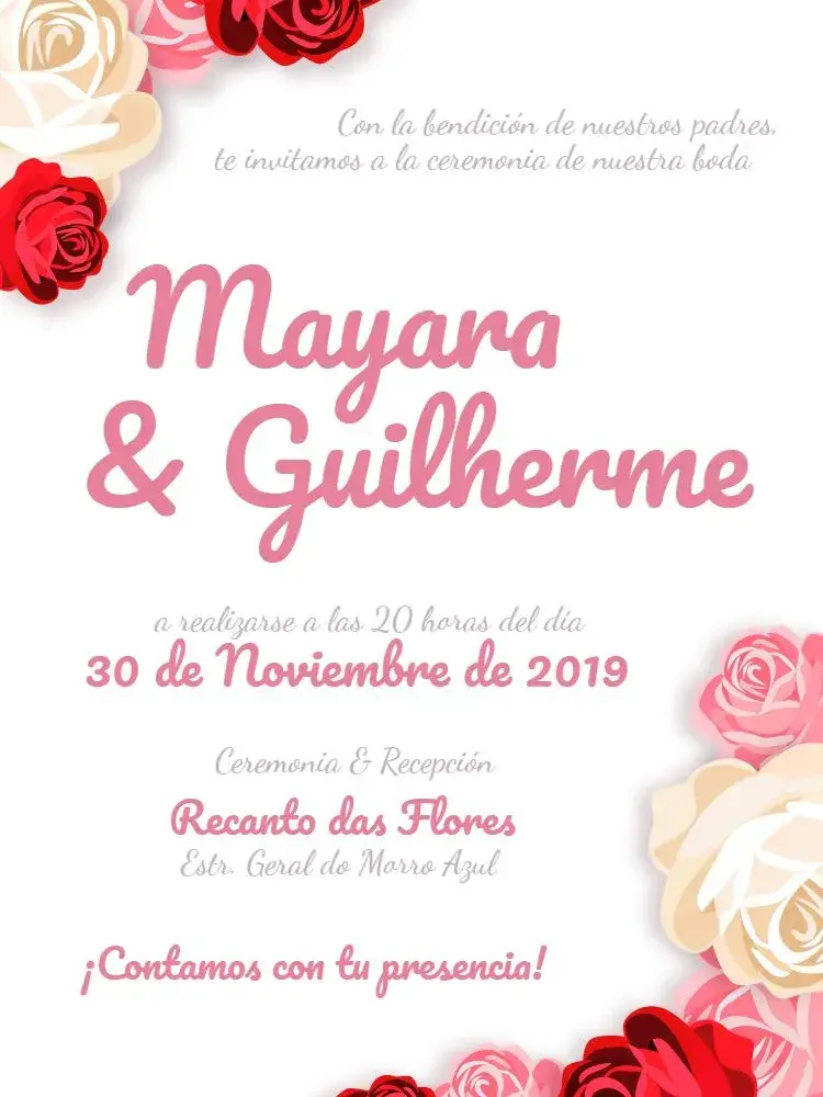 Invitación Boda Floral - Rosas
