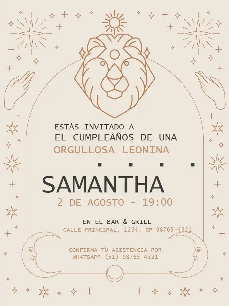 Invitación Signos Leo Beige