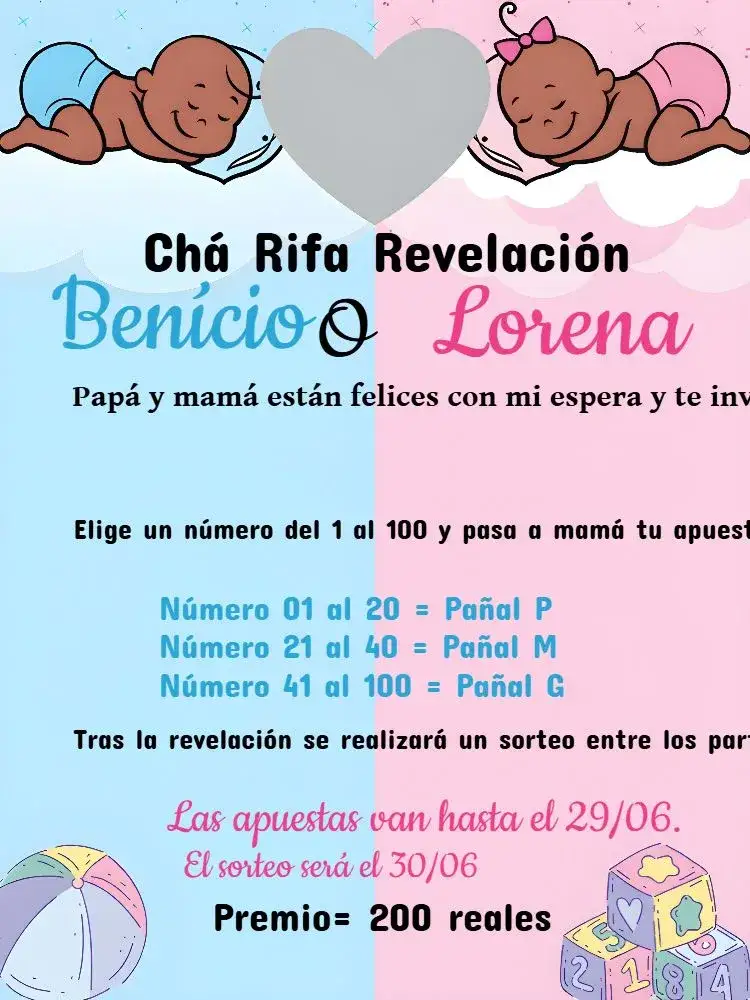 Invitación Té Rifa Revelación Bebés Niño – tema Revelación Bebé azul, blanco, elefantitos, moderno, lúdico, divertido