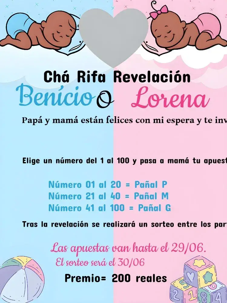 Invitación Té Rifa Revelación Bebés Niño