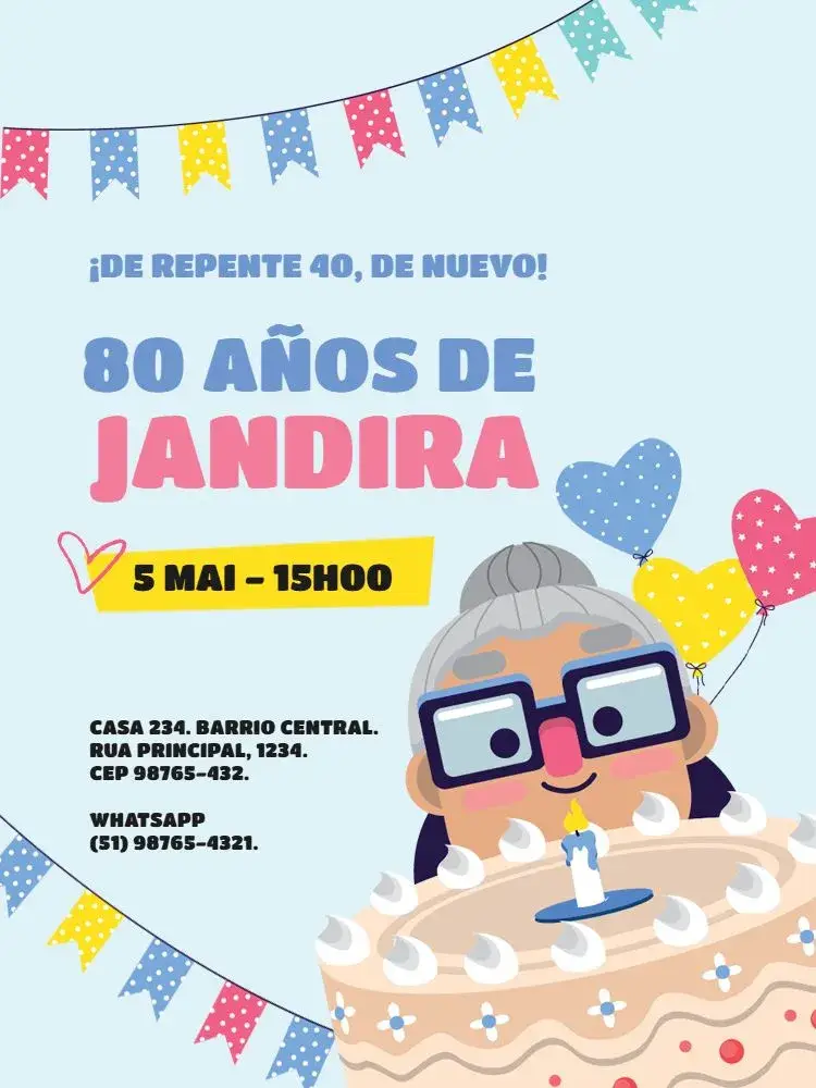 Invitación Divertido Para la 3ª Edad Azul Adulto