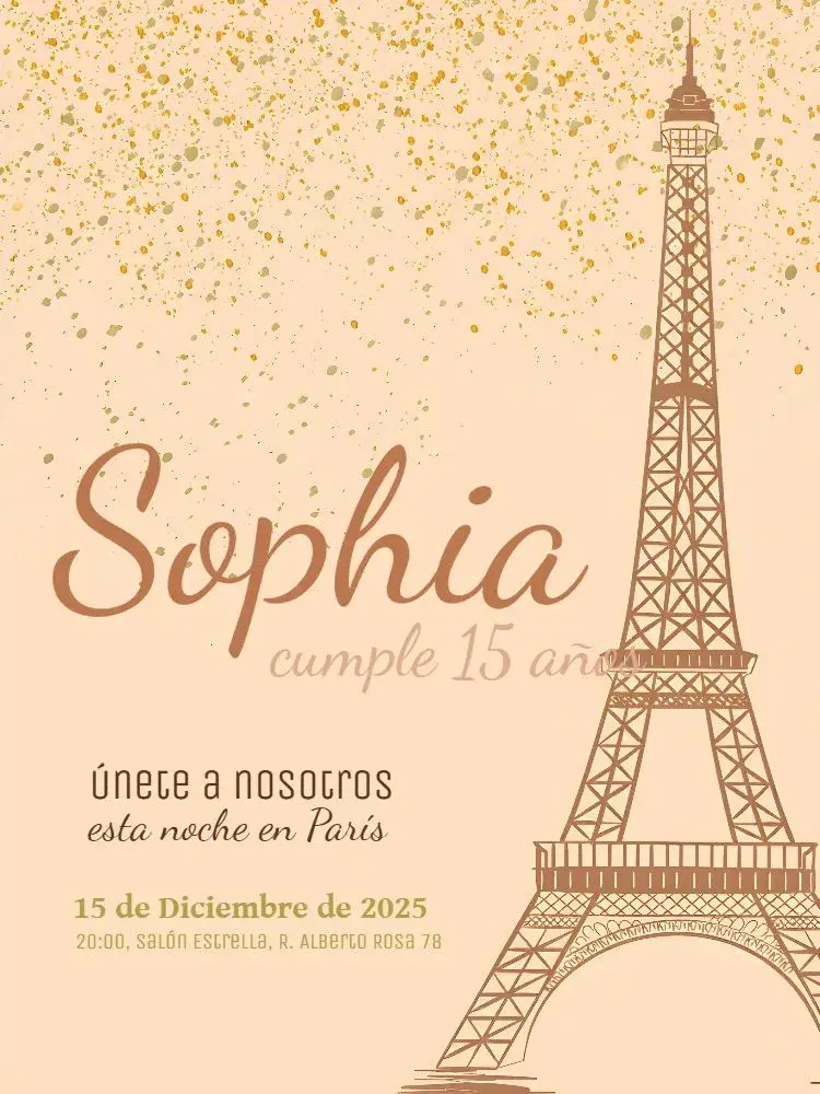 Invitación 15 Años París Torre Eiffel