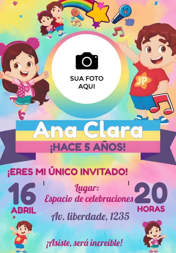 Invitación Maria Clara y JP con Foto