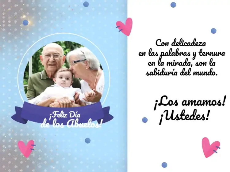 Tarjeta Día De Los Abuelos Con Foto Rosa