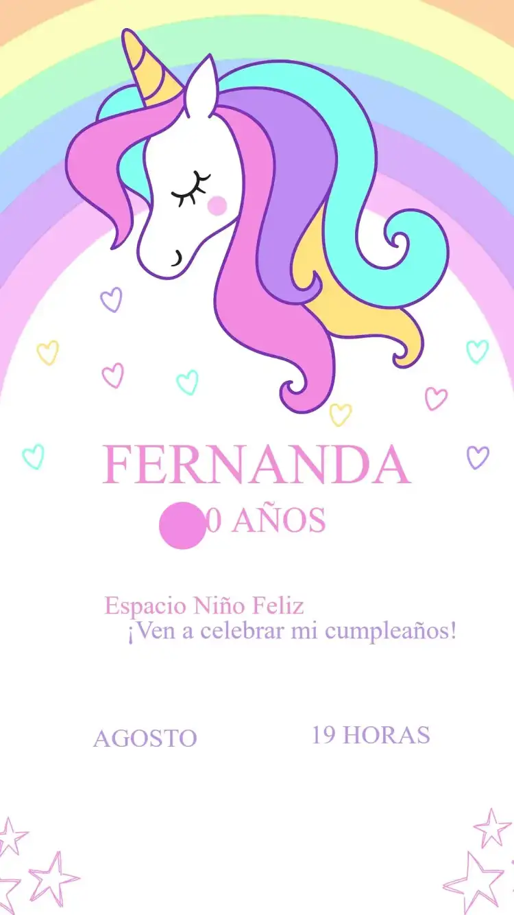 Invitación Cumpleaños Unicornio
