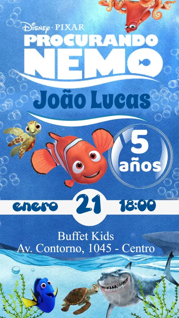 Invitación Buscando a Nemo