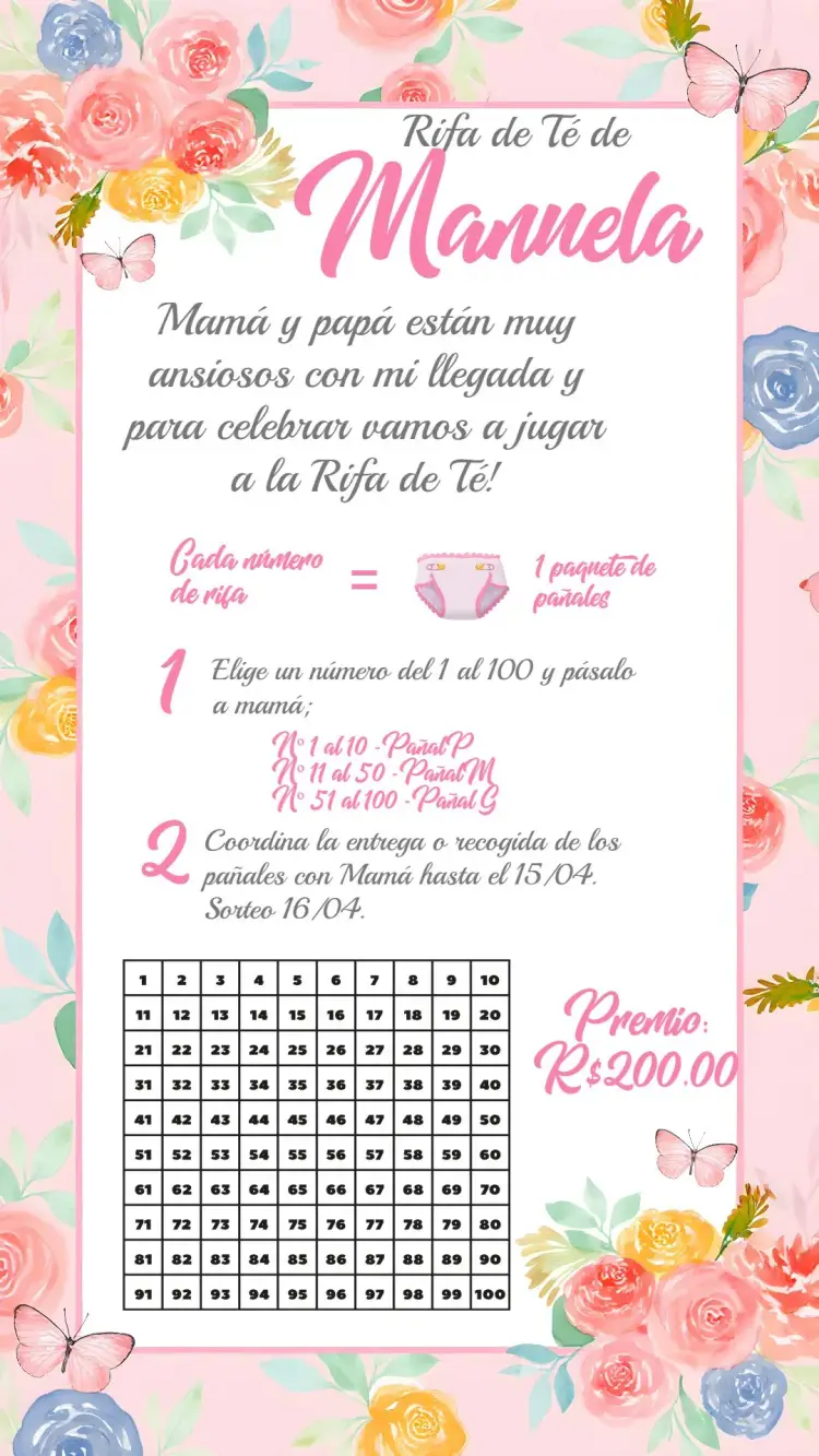 Invitación Té Rifa Jardín De Las Mariposas Delicado