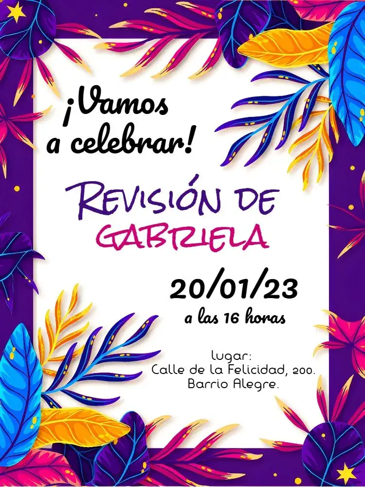 Invitación Resumen Adulto – tema Cumpleaños colorido, moderno, vibrante, divertido, festivo