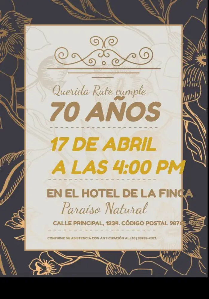 Invitación 70 Años Celebración Delicada