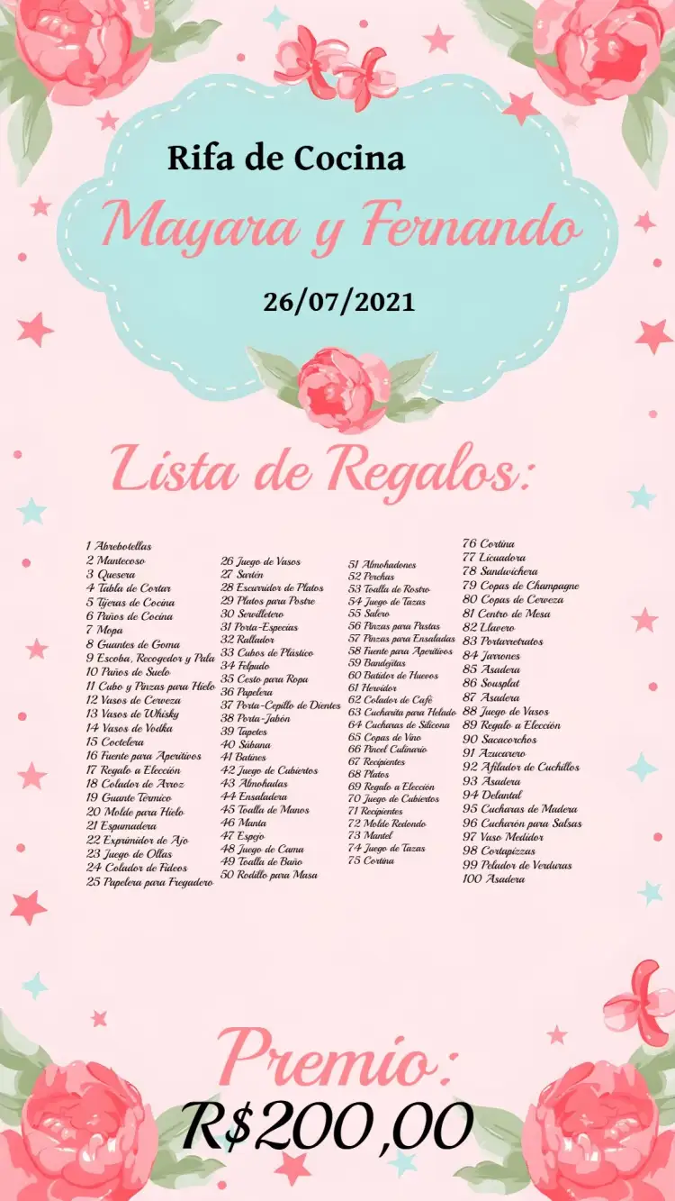 Invitación Té de Rifa de Cocina Floral Lista – tema Despedida de Soltera floral, moderno, suave, colorido, vintage