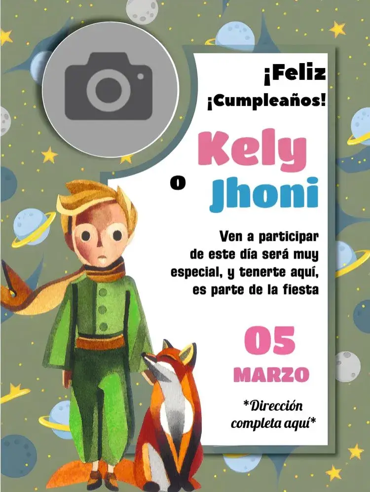 Invitación Pequeño Príncipe Con Foto Príncipe