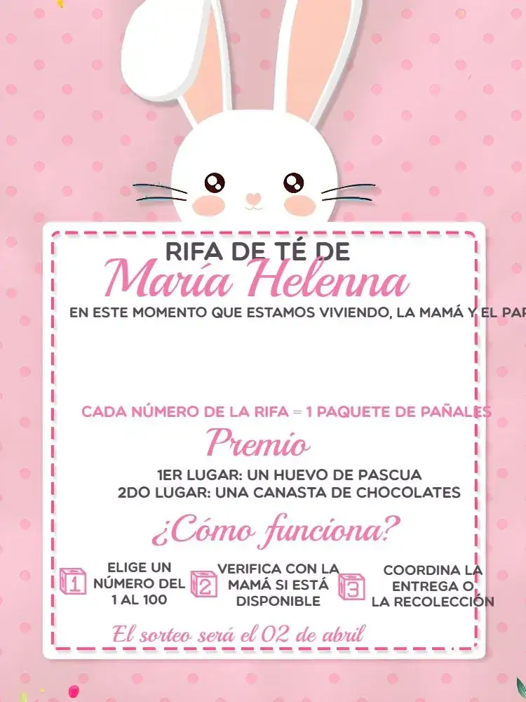 Invitación Té Rifa Pascua Colorido – tema Fechas Conmemorativas colorido, floral, divertido, infantil, pascua, vibrante