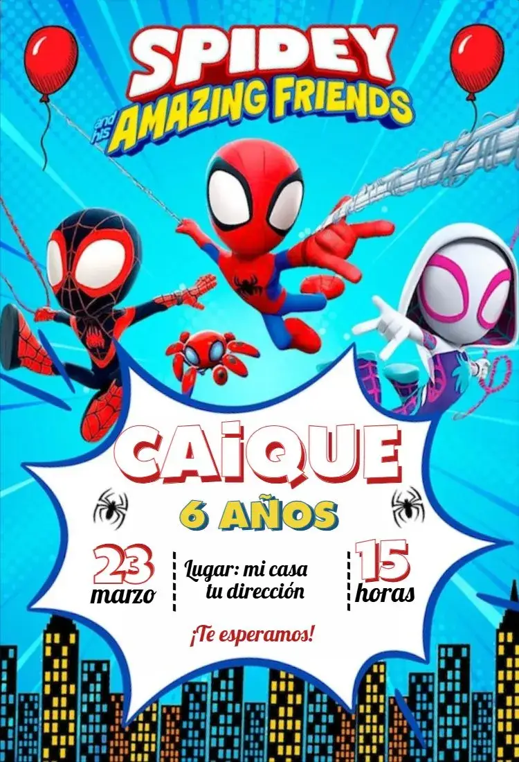 Invitación Spidey y sus amigos 2