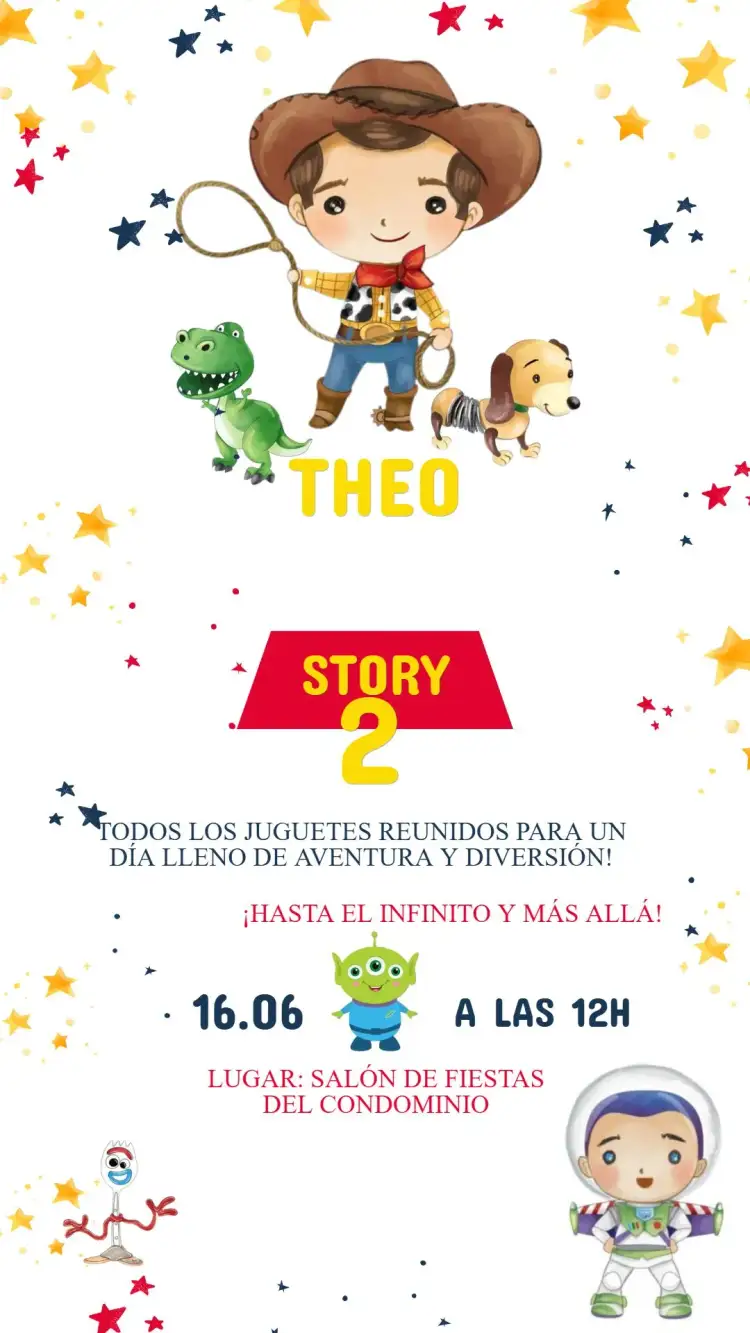 Invitación Invitación Cumpleaños Toy Story – tema Cumpleaños Infantil colorido, divertido, temático, moderno, infantil