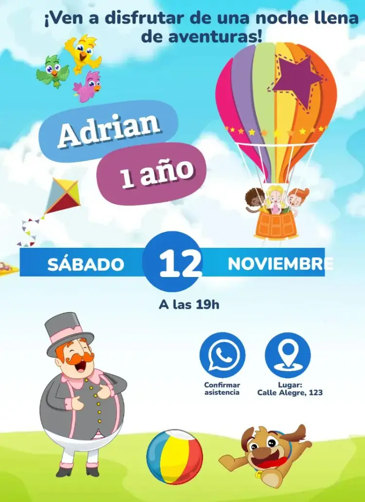 Invitación Mundo Bita editable y personalizable