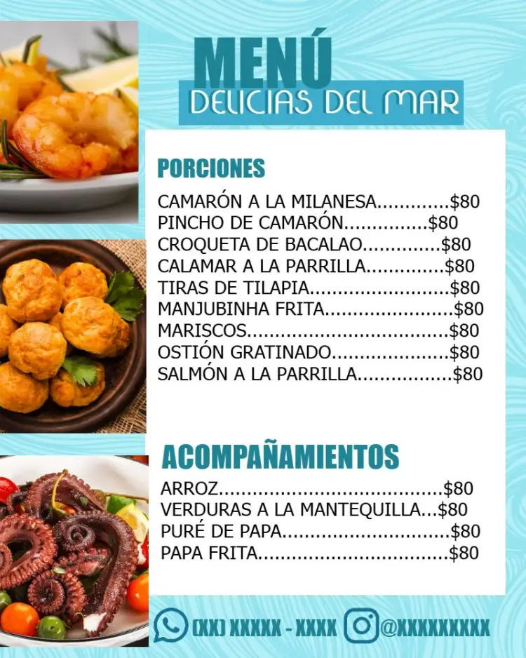 Invitación Arte Menú Mariscos Fotos