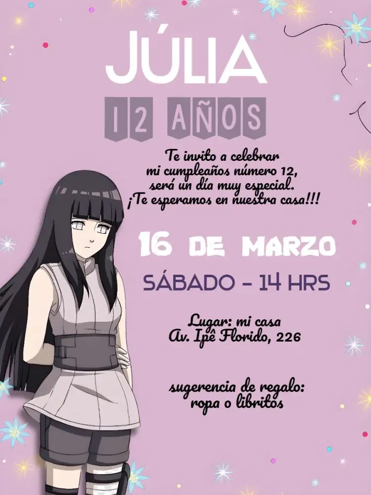 Invitación Invitación Hinata Negro editable y personalizable