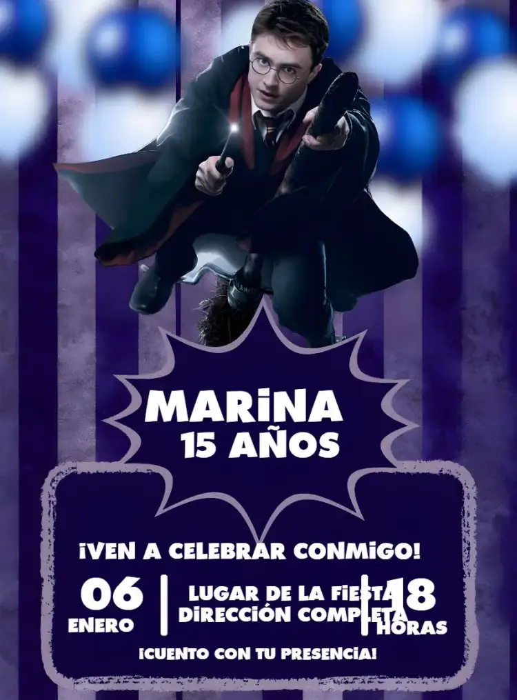 Invitación Harry Potter Griffindor – tema Cumpleaños Infantil púrpura, mágico, fantasía, joven, aventura, ilustrativo
