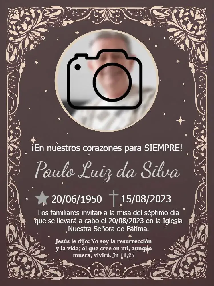 Invitación Misa De Séptimo Día Con Foto Plata