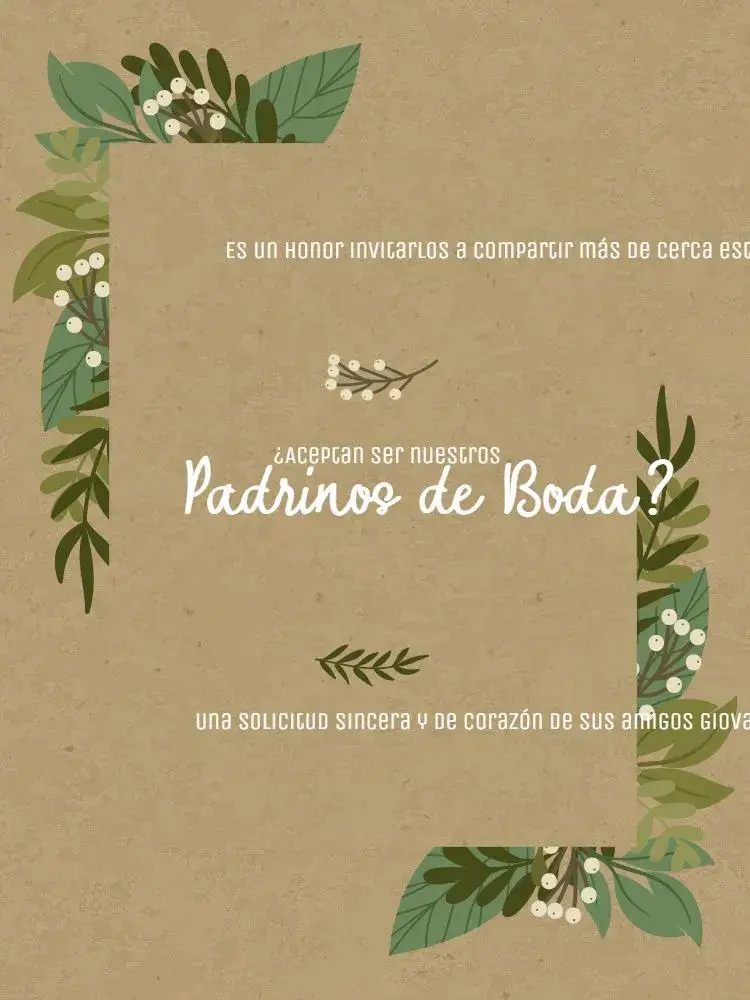 Invitación Para Padrinos De Boda Rústica Floral Encuentro