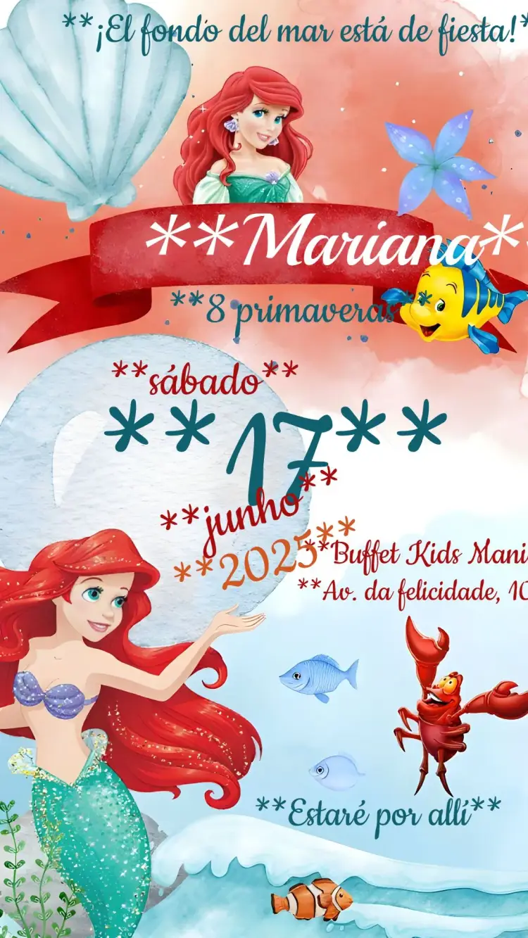 Invitación La Sirenita Ariel