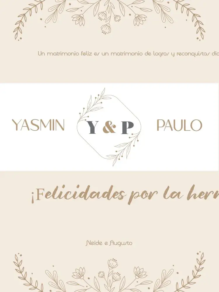 Invitación Tarjeta De Celebración de Boda Beige Pareja