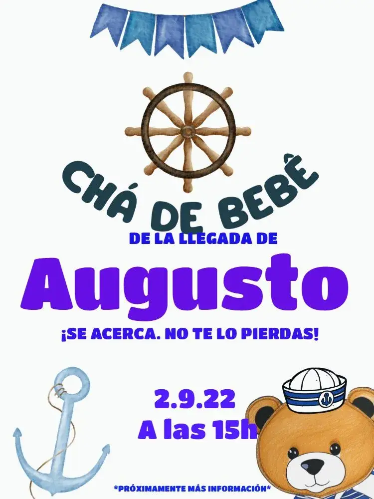 Invitación Tarjeta De Baby Shower Oso Bandera Azul Noche
