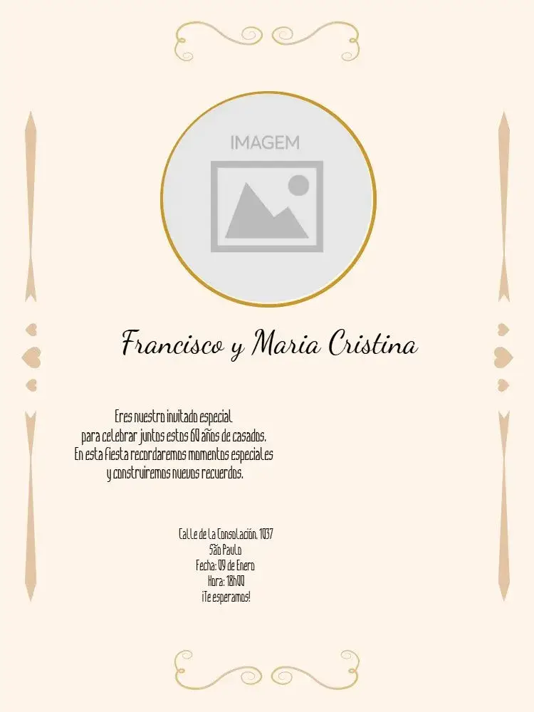 Invitación Bodas De Diamante Clásico editable y personalizable