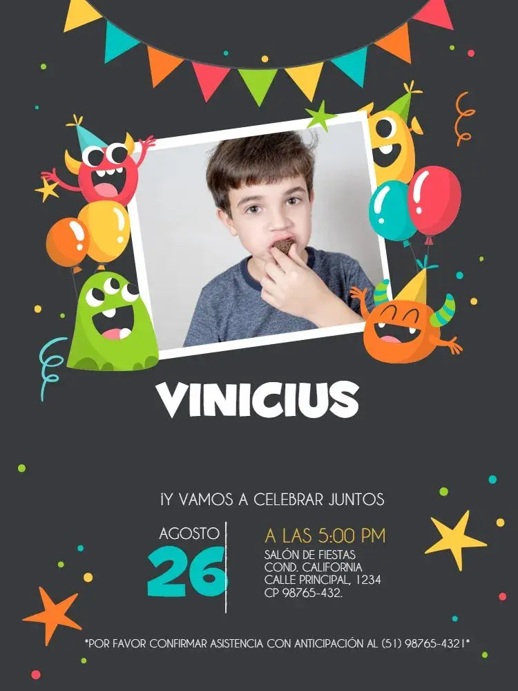 Invitación 9 Años Con Foto Lúdico