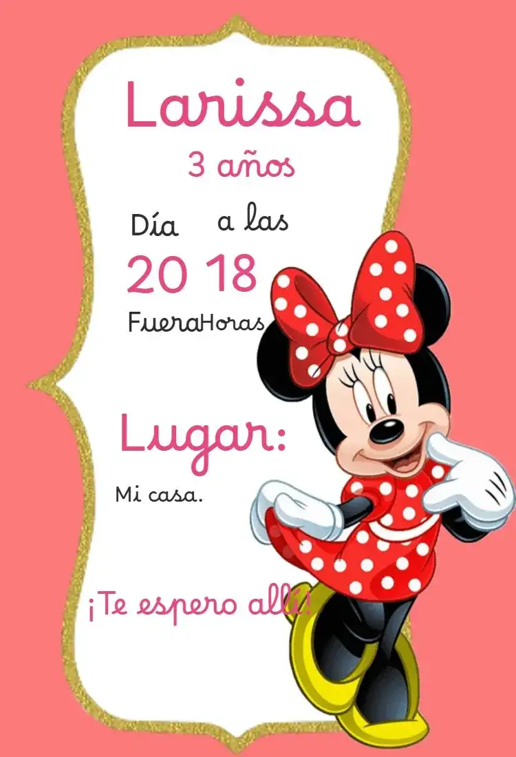 Invitación cumpleaños Minnie