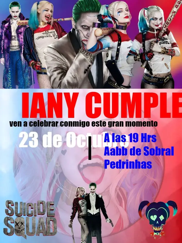 Invitación Arlequina Escuadrón Suicida Verde