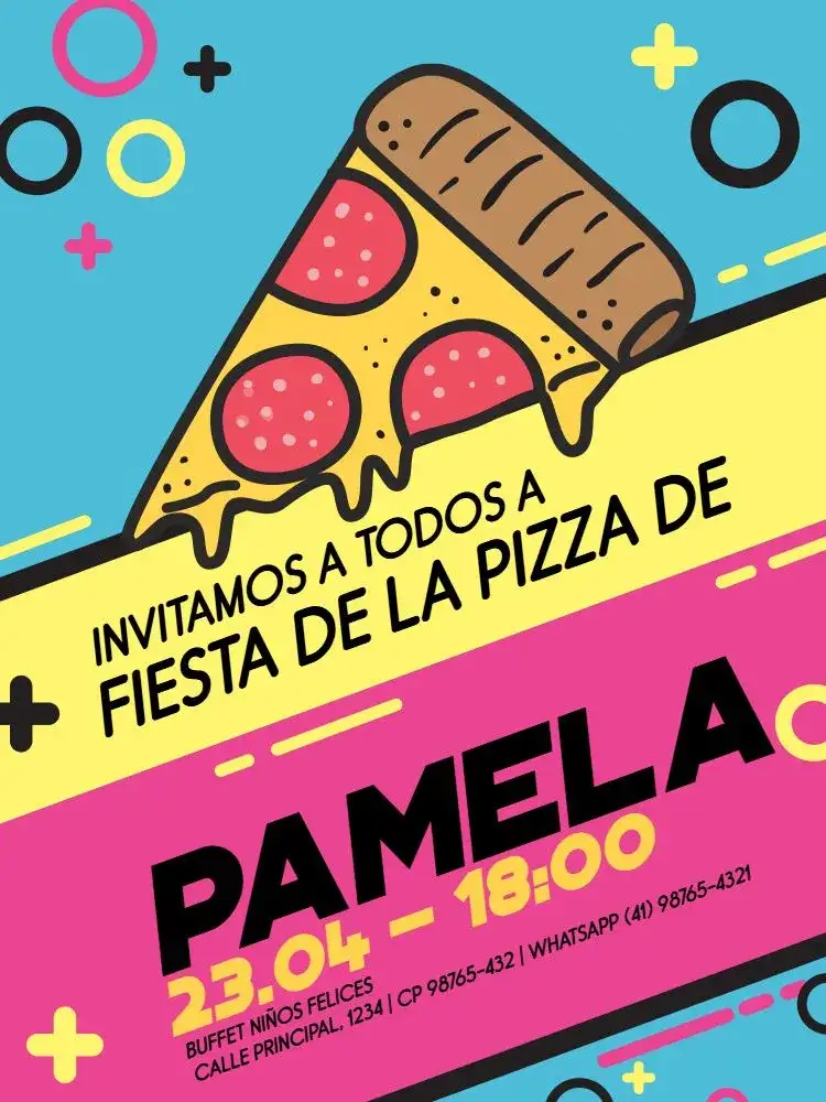 Con Tema Fiesta de Pizza Colorida